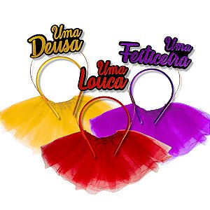 03 Fantasia Carnaval Tiara Deusa Loura Feiticeira + 03 Saias