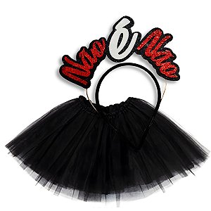 Kit 01 Tiara Eva Não é Não + Saia Festa Fantasia Carnaval