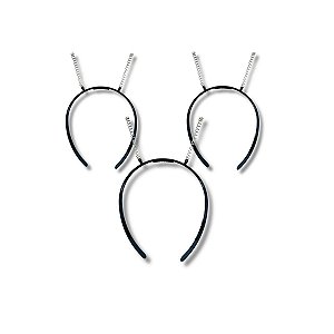12 Tiara Arco Plástico Diadema Mola Chapolim Molinha Preta - 10mm