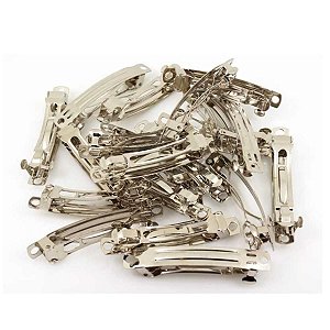 50 Base de Presilha Montar Cabelo Prata Níquel - 4cm