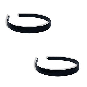24 Tiara Média Reta Preta D/ Plástico Artesanato Encapar 15mm