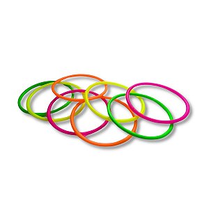 10 Pulseira Argola Plástica Colorida Pequena Festa Junina