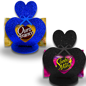 06 Porta Bombom Caixinha  Coração Glitter Decoração EVA