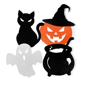 30 Enfeite Eva Glitter Halloween Mural Festa Terror 20cm