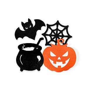 300 Enfeite Eva Glitter Festa Halloween Decoração Mural 10cm