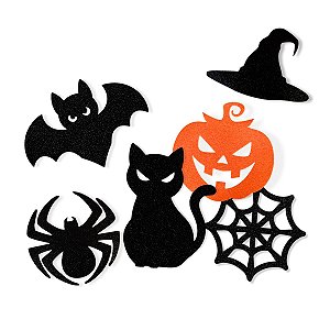 50 Enfeites Eva Halloween Glitter Festa Terror Aplique 6cm
