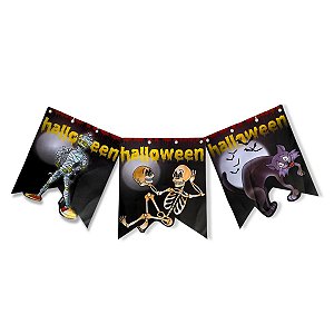 30 Bandeirinhas Halloween Enfeite Temático Festa Decoração