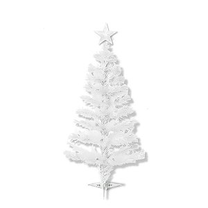 01 Arvore Branca Simples Natal 120cm + Estrela Branca Lisa