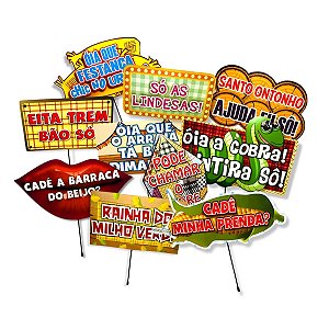 Kit 20 Placa Plaquinha Decorativa Festa Junina Selfies
