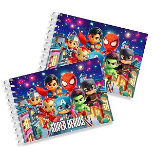 03 Livro Super Heróis Colorir Capa Dura Folha 180g Caderno