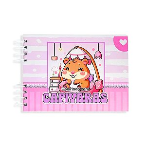 01 Livro Colorir Pintar Capivara Menina Capa Dura Folha 180g