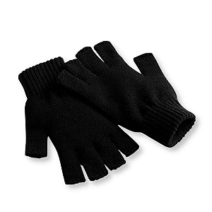 01 Par Luva Preta Sem Dedo Unissex Inverno Frio Moda Rock