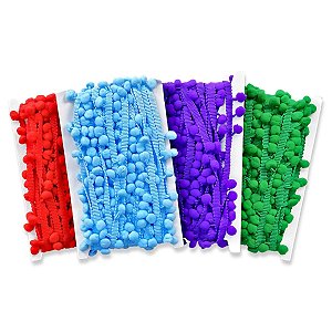 50 Metros Fita Grelot Pom Pom Poliéster Bola 30mm Artesanato Tabela 01