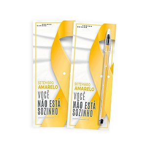 60 Kit Caneta Tag Lembrancinha Setembro Amarelo Campanha