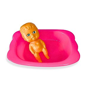 Kit 01 Boneca e Banheira Infantil Festa Dia das Crianças Menina