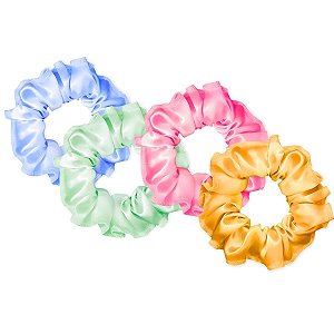 12 Xuxinha Cetim Scrunchie Rabicó Elástico Cabelo Variadas