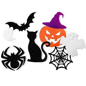 10 Enfeite Mural Halloween Glitter Festa Terror Aplique 10,0cm