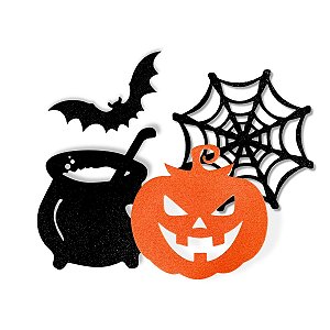 Kit 05 Enfeite Eva Glitter Halloween Mural Festa Terror 20cm