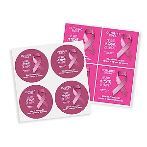 Kit 12 Adesivos Outubro Rosa Figurinha Enfeite Lembrancinha