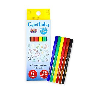 Kit 03 Pacote Canetinha Aqua Lavável 6 Cores Ponta Fina