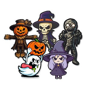 Kit 05 Enfeite Mural Papel Boneco Decoração Festa Halloween