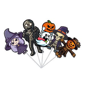Kit 30 Enfeite Palito Topper Docinhos Decoração Halloween