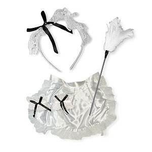 Kit 01 Fantasia Empregada Doméstica Maid Sensual Halloween
