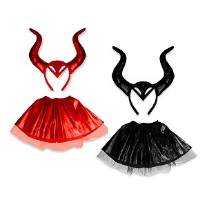 01 Fantasia Malévola Acessório Festa Dia Das Bruxas
