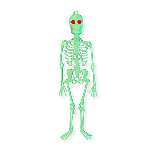 01 Enfeite Esqueleto Decoração Festa Halloween Bruxa Neon