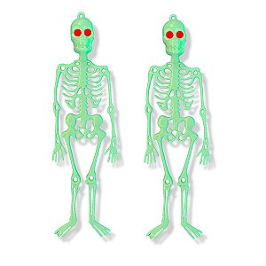 02 Enfeite Esqueleto Decoração Festa Halloween Bruxa Neon