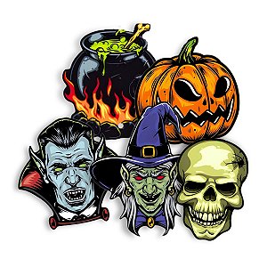 Kit 30 Enfeite Tags Decorativas Variadas Festa Halloween