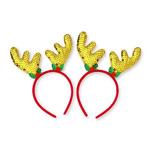 Kit 06 Tiara Natal Alce Acessório Rena Festa Natalina