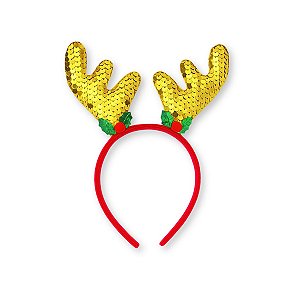 01 Tiara Natal Alce Acessório Rena Festa Natalina