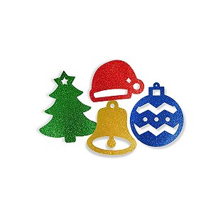 150 Aplique Eva Mini Enfeite Natal Decoração 3,5cm Sortidos