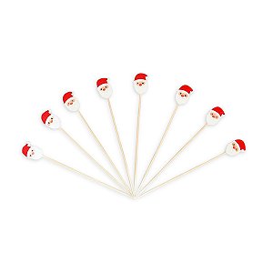 Kit 12 Palitos Petisco Rosto Papai Noel Decoração Natalina
