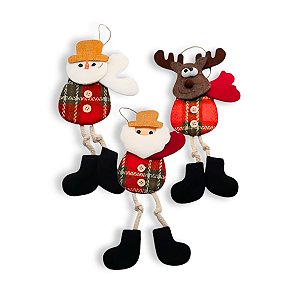 Kit 03 Enfeite Boneco Pendurar Decorar Árvore Natal Variados