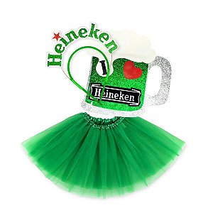 Kit 01 Tiara + Plaquinha + Saia Fantasia Carnaval Bloquinho