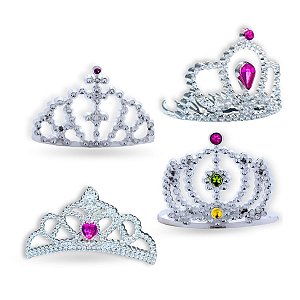 Kit 03 Pente Coroa Princesa Sortida Cabelo Fantasia Carnaval