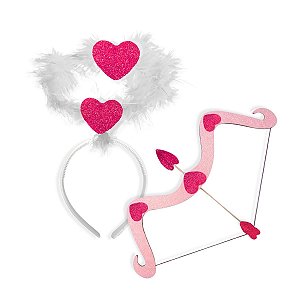 Fantasia Cupido Rosa Arco + Tiara Carnaval Halloween Festa