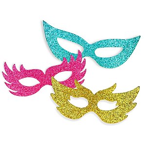 03 Painel Eva 40cm Máscara Decoração Enfeite Festa Carnaval