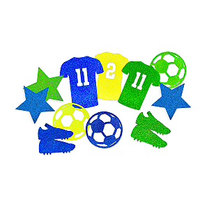 150 Apliques Copa do Mundo Futebol Brasil 3,5cm EVA