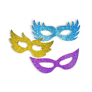 25 Aplique 10cm Máscara Eva Enfeite Carnaval Festa Decoração