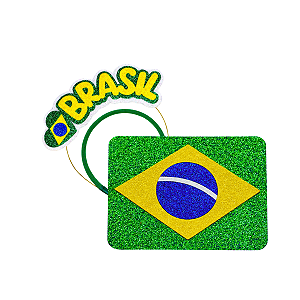 01 Tiara Brasil + Placa Eva Festa Fantasia Acessório Copa