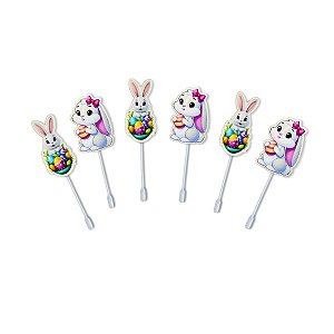 30 Enfeite Palito Coelho Topper Doce Festa Decoração Páscoa