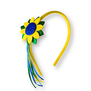 03 Tiara Girassol Copa do Mundo Brasil Cabelo Acessório 10mm