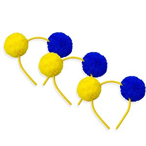 06 Tiara Pompom pelúcia Copa Mundo Brasil Cabelo Arco 70mm