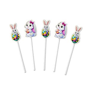 10 Enfeite Palito Coelho Topper Bolo Festa Decoração Páscoa