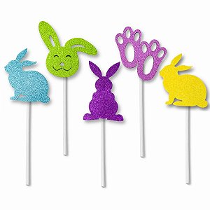 Kit 10 Topper Palitos EVA Bolo Festa Pascoa Decoração