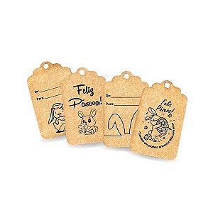 50 Tags + Fio Juta Decoração Coelho Presente Páscoa Enfeite Kraft Arte