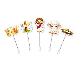 Kit 30 Palitos Páscoa Cristã doces temático enfeite Topper